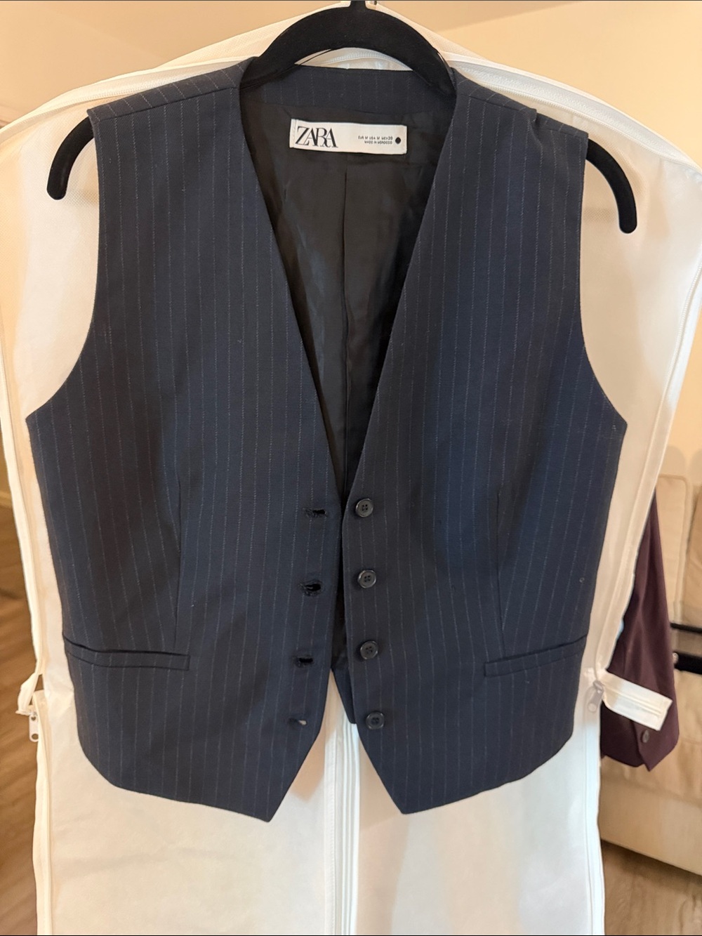 Zara Navy Pinstripe Vest